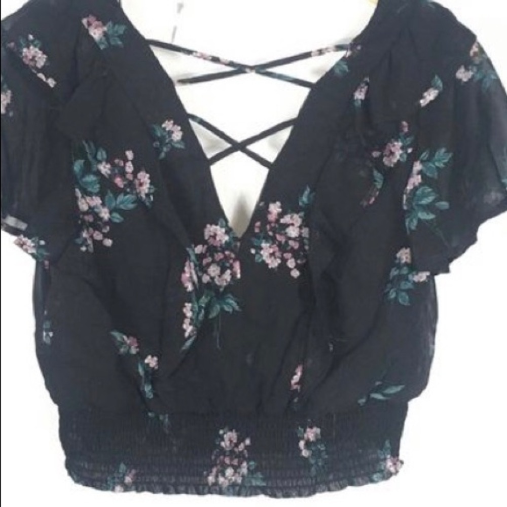 Nordstrom CodeX Black Floral blouse!